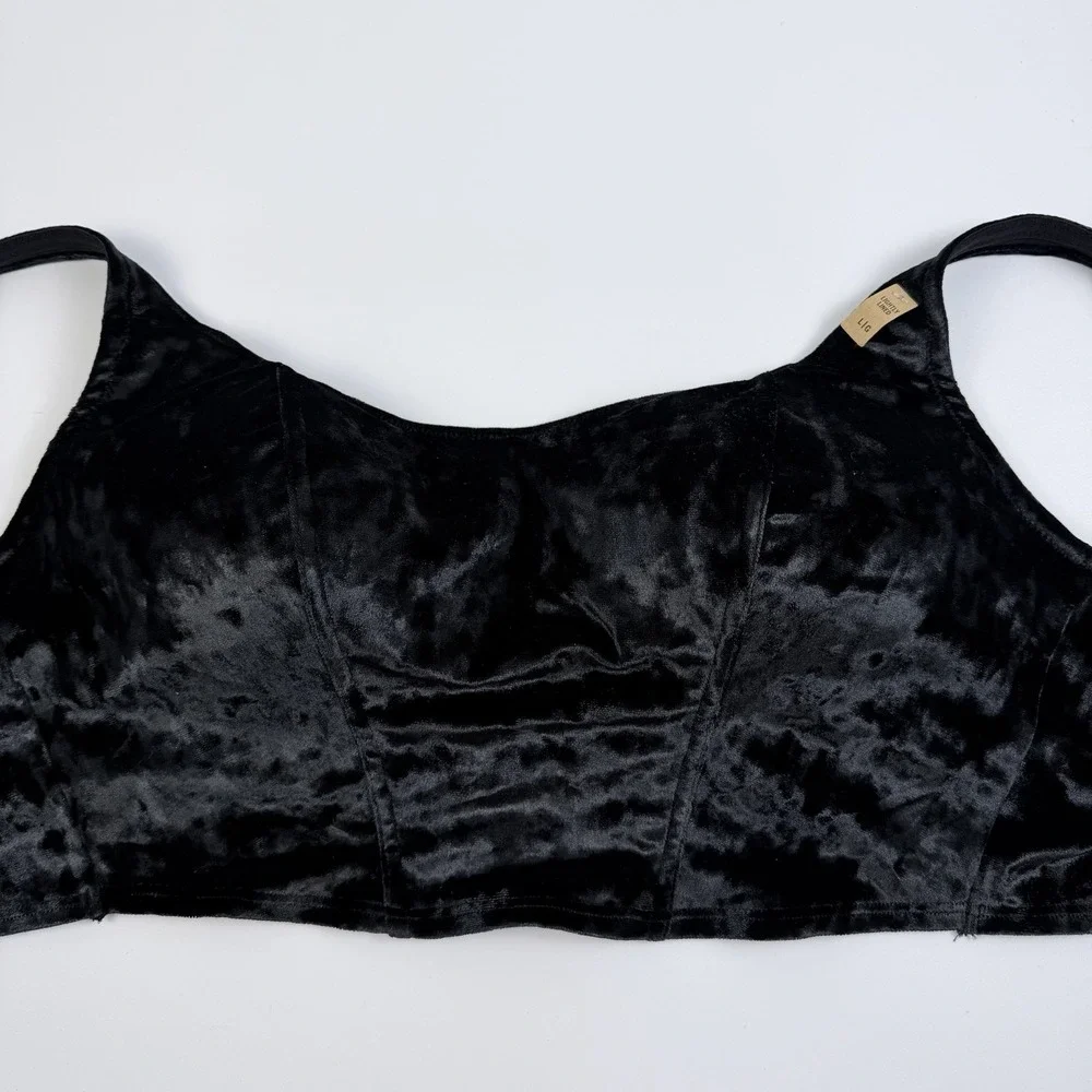 Victoria's Secret PINK Velvety Lightly Lined Corset Top Black Crop L NWT